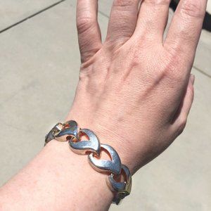 Linked Hearts Silver Tone Bracelet - 80s